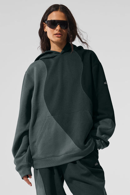 Make Waves Hooded Sweatshirt — Charcoal Green Tonal