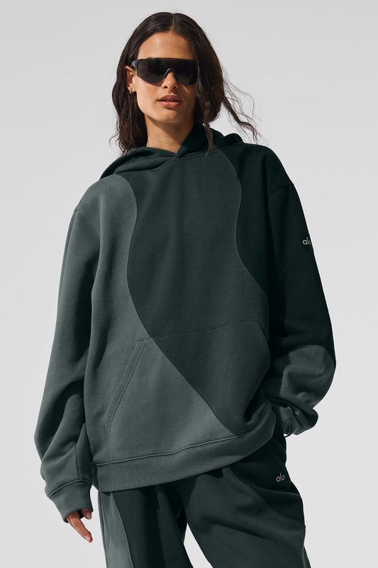 Make Waves Hooded Sweatshirt — Charcoal Green Tonal