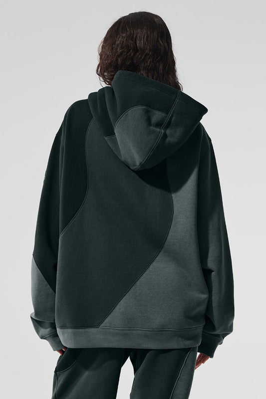 Make Waves Hooded Sweatshirt — Charcoal Green Tonal