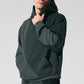 Make Waves Hooded Sweatshirt — Charcoal Green Tonal