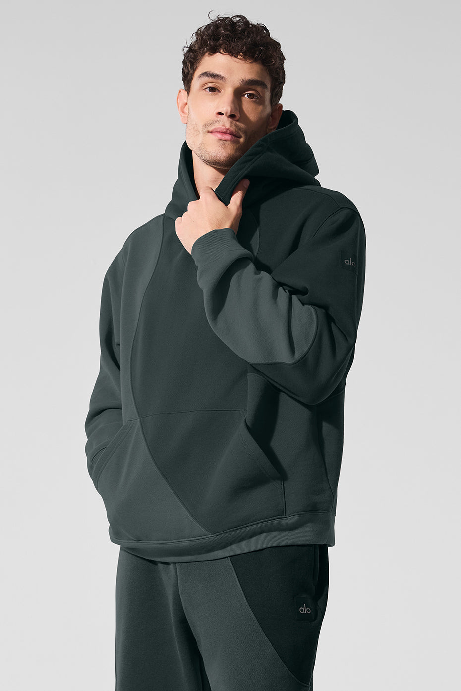 Make Waves Hooded Sweatshirt — Charcoal Green Tonal