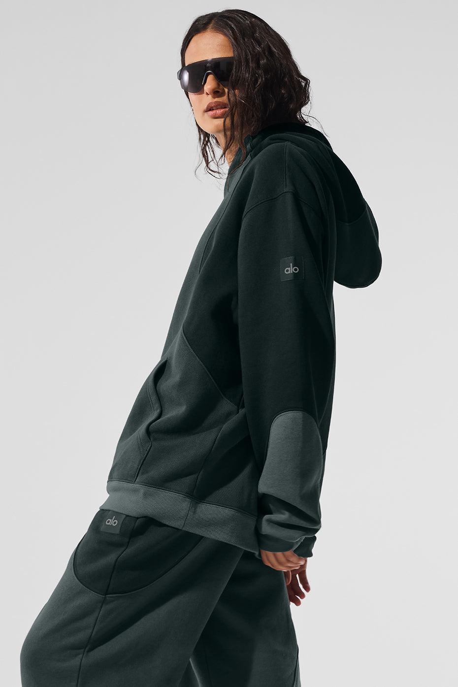 Make Waves Hooded Sweatshirt — Charcoal Green Tonal