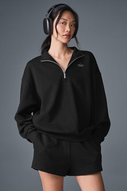 Accolade 1/4 Zip Crew Sweatshirt — Black