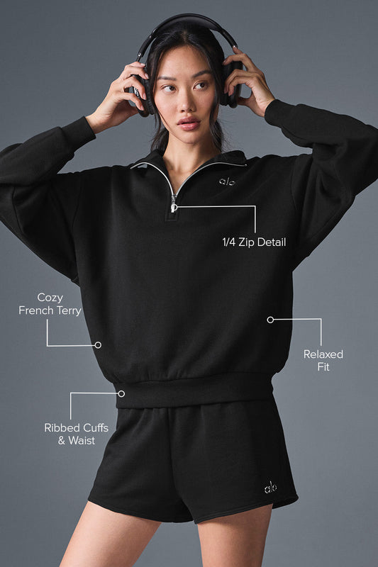 Accolade 1/4 Zip Crew Sweatshirt — Black