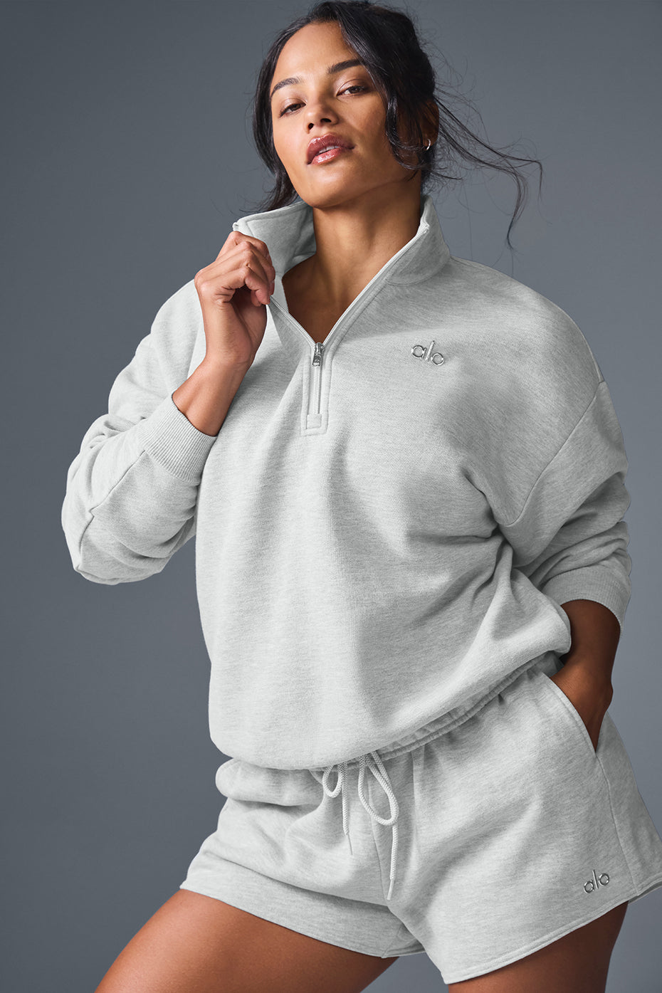 Accolade 1/4 Zip Crew Sweatshirt — Athletic Heather Grey