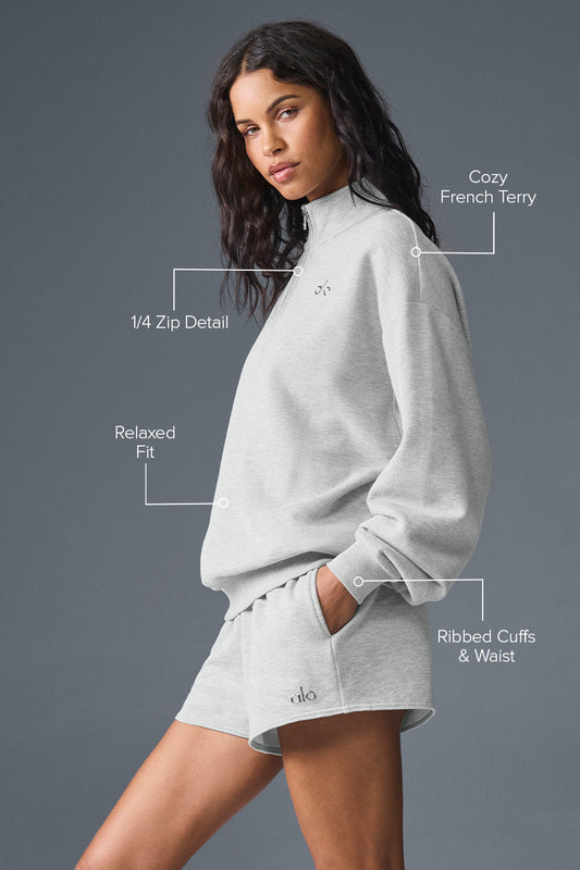 Accolade 1/4 Zip Crew Sweatshirt — Athletic Heather Grey