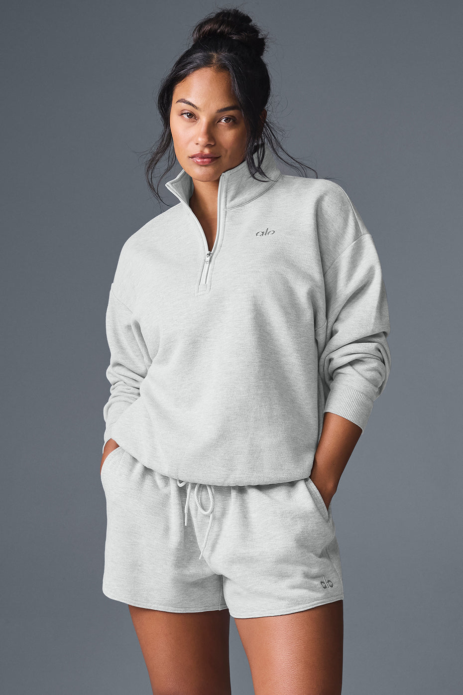 Accolade 1/4 Zip Crew Sweatshirt — Athletic Heather Grey