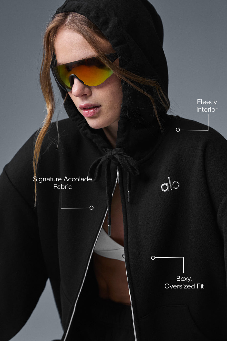 Accolade Full Zip Hooded Sweatshirt — Black