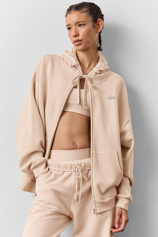Accolade Full Zip Hooded Sweatshirt — Macadamia