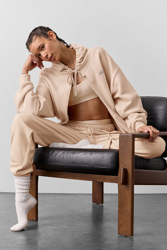 Accolade Full Zip Hooded Sweatshirt — Macadamia