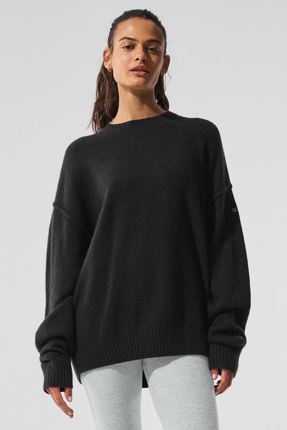 New Class Cashmere Crewneck Sweater — Black