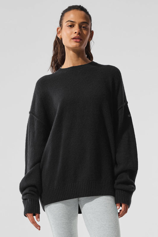 New Class Cashmere Crewneck Sweater — Black