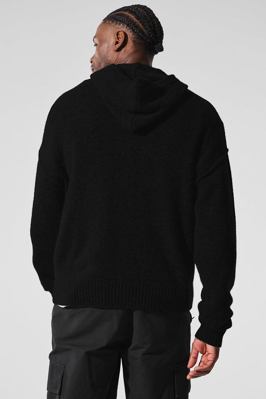 New Class Cashmere Full Zip Hooded Sweatshirt — Black