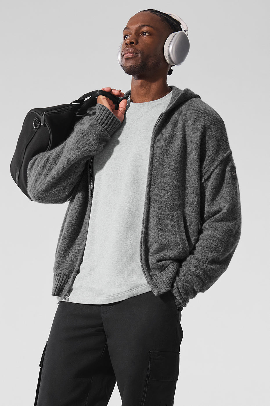 New Class Cashmere Full Zip Hooded Sweatshirt — Platinum Grey