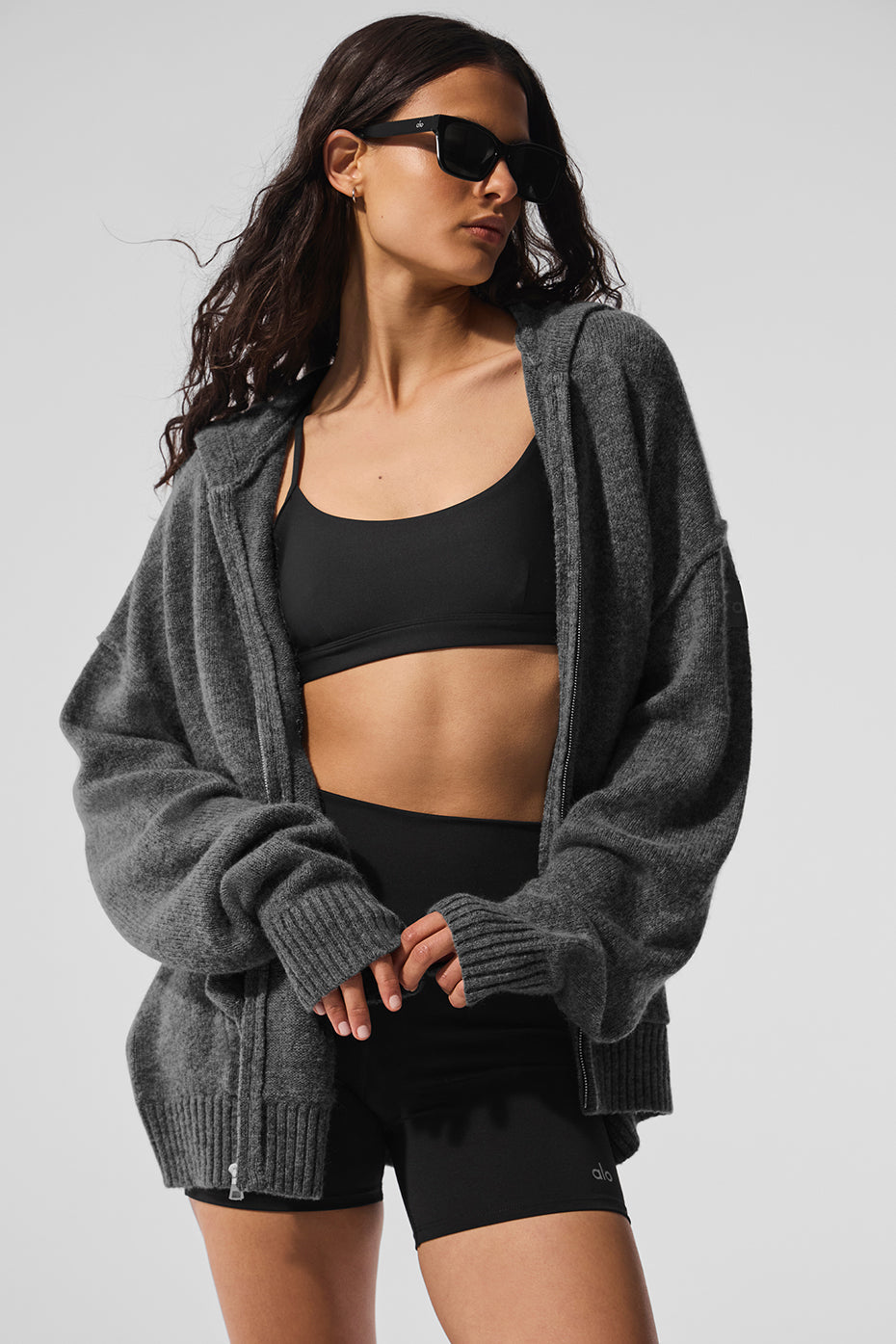 New Class Cashmere Full Zip Hooded Sweatshirt — Platinum Grey