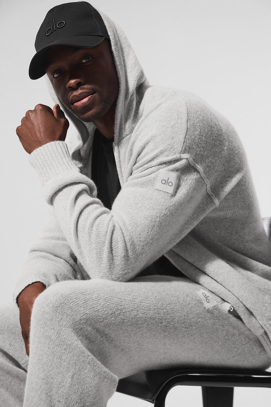 New Class Cashmere Full Zip Hooded Sweatshirt — Pearl Grey Heather
