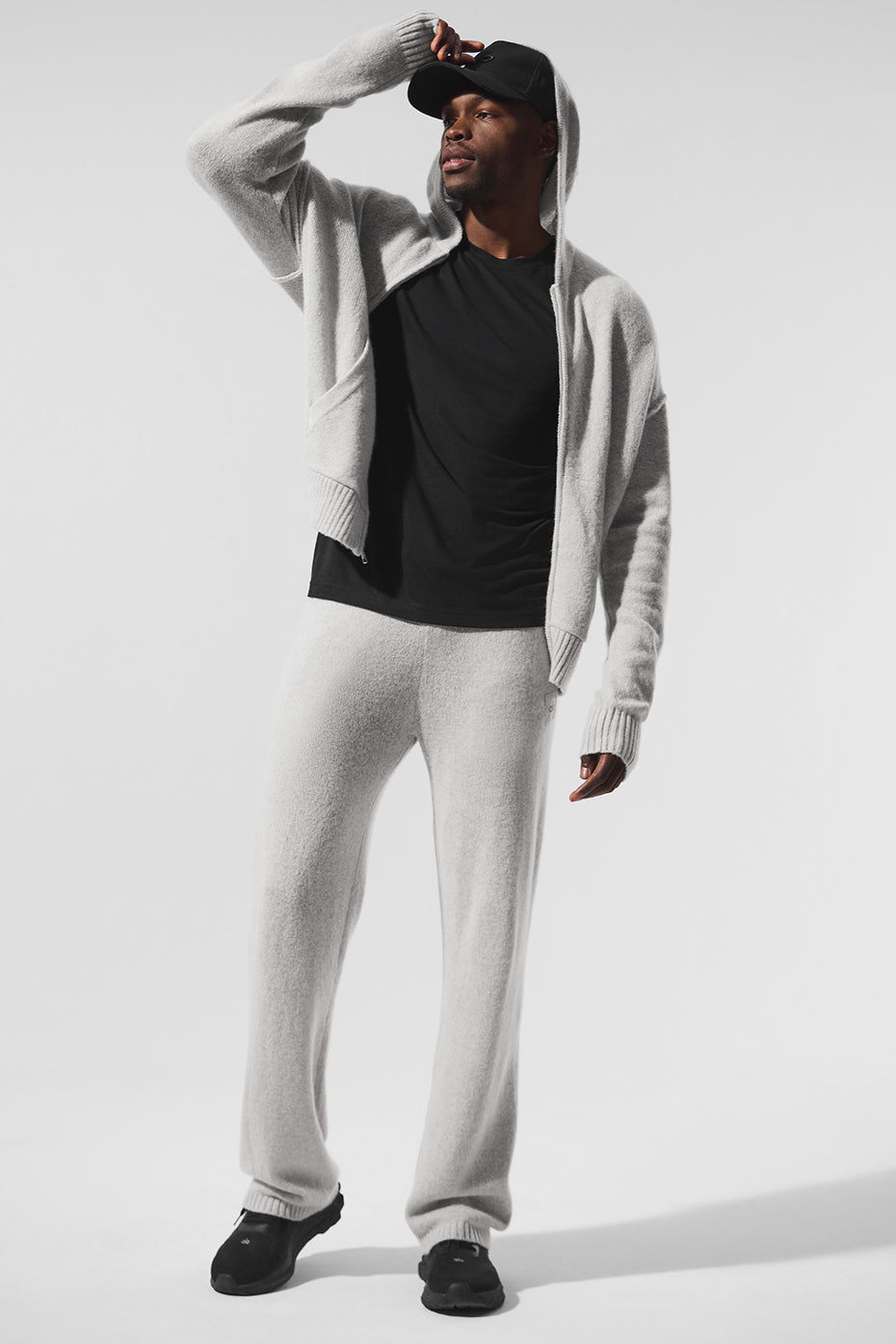 New Class Cashmere Full Zip Hooded Sweatshirt — Pearl Grey Heather