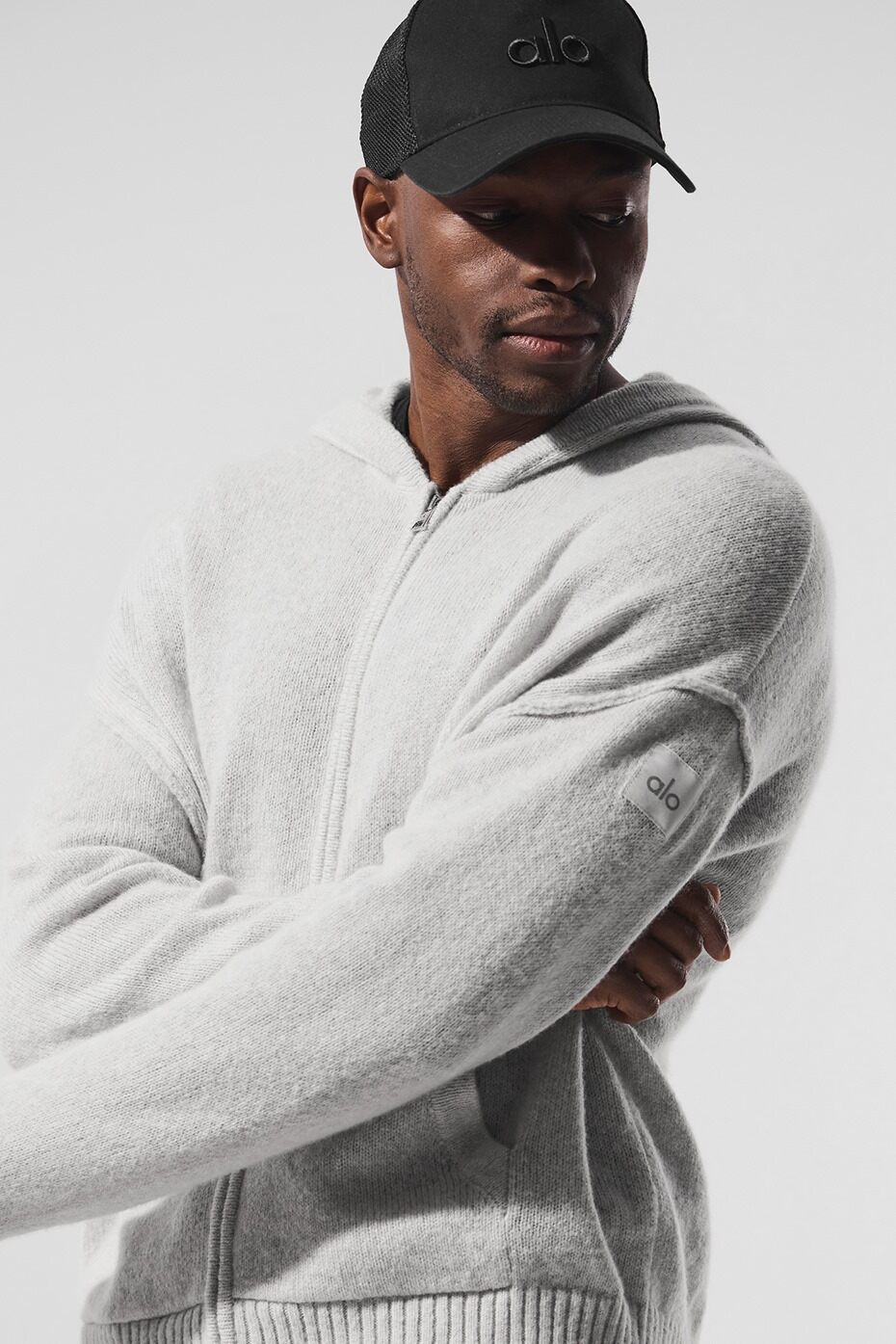 New Class Cashmere Full Zip Hooded Sweatshirt — Pearl Grey Heather