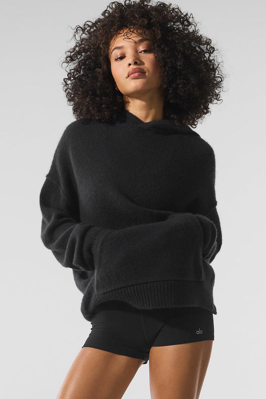 New Class Cashmere Hooded Sweatshirt — Black