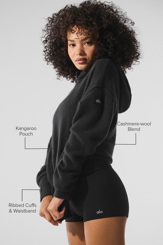 New Class Cashmere Hooded Sweatshirt — Black