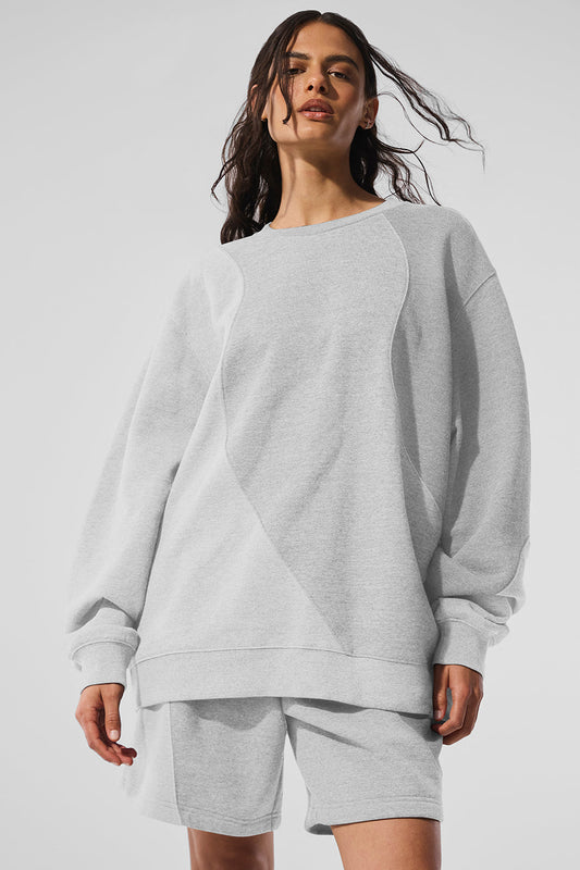 Make Waves Crew Neck Crew Sweatshirt — Athletic Heather Grey Tonal