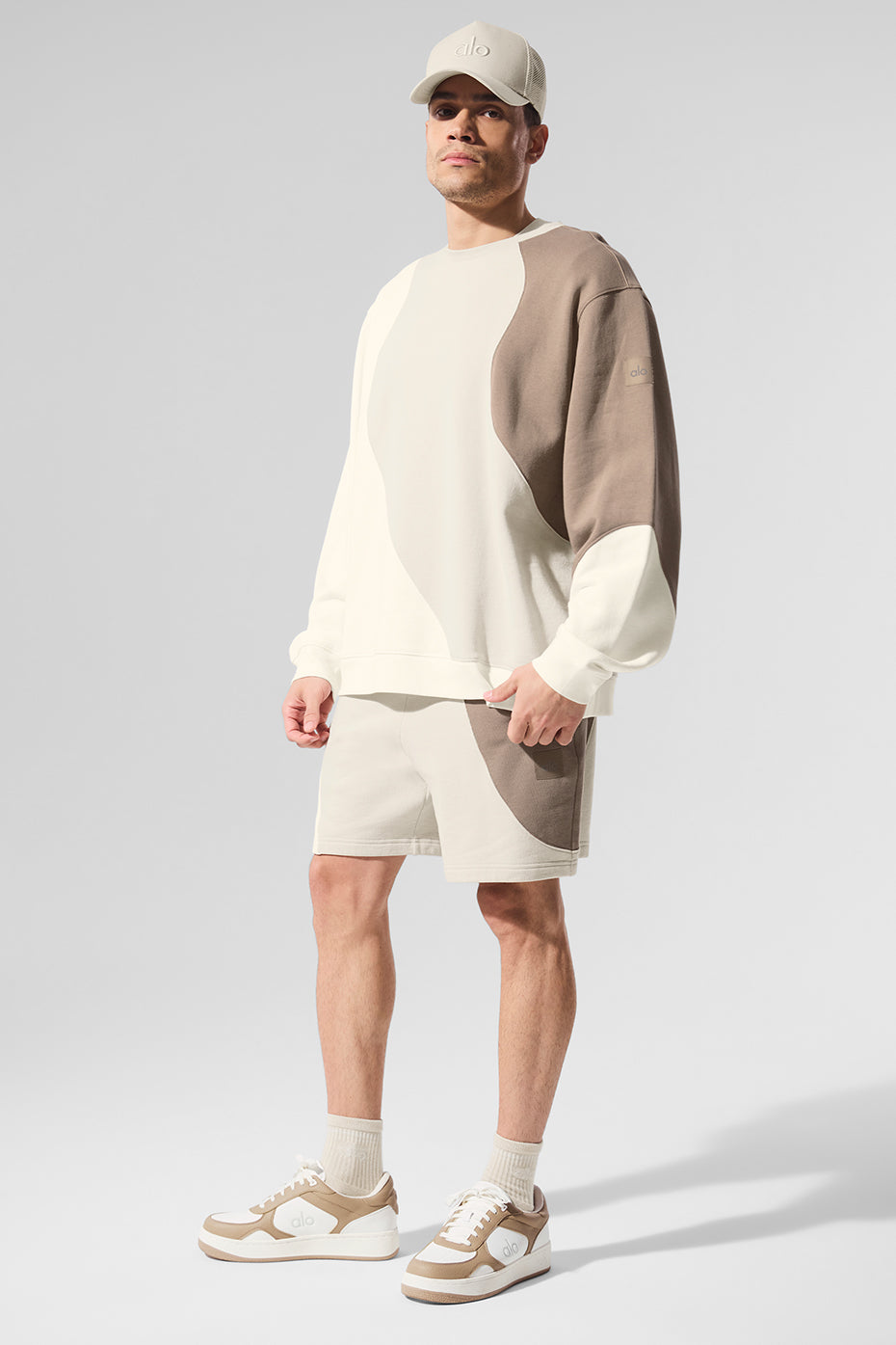 Make Waves Crew Neck Crew Sweatshirt — Ivory/Bone/Gravel