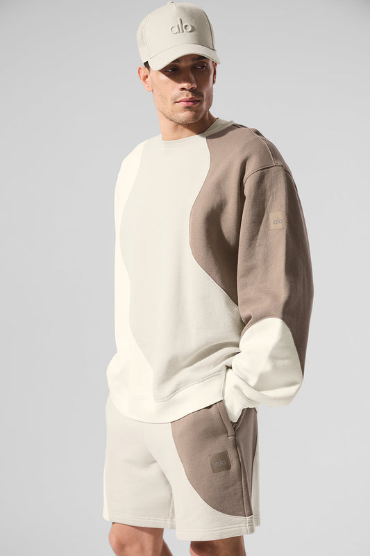 Make Waves Crew Neck Crew Sweatshirt — Ivory/Bone/Gravel