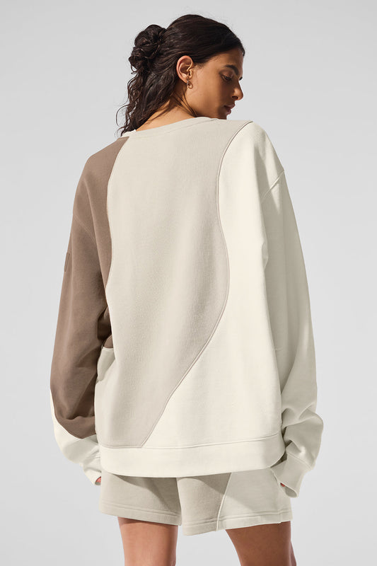 Make Waves Crew Neck Crew Sweatshirt — Ivory/Bone/Gravel
