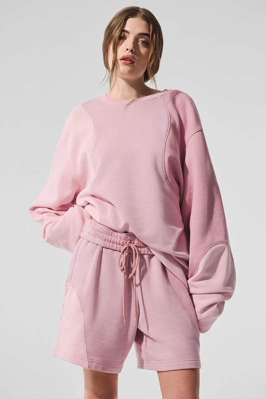 Make Waves Crew Neck Crew Sweatshirt — Sunset Pink Tonal