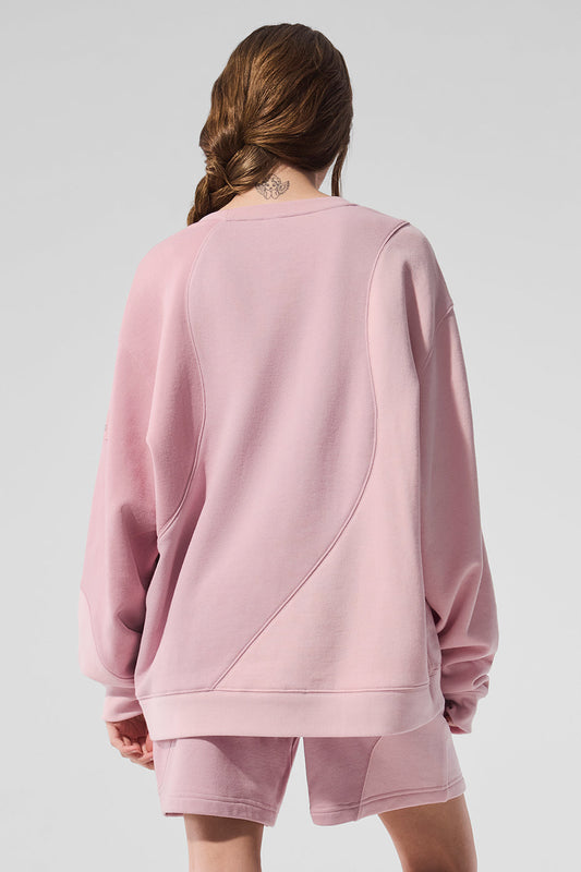 Make Waves Crew Neck Crew Sweatshirt — Sunset Pink Tonal