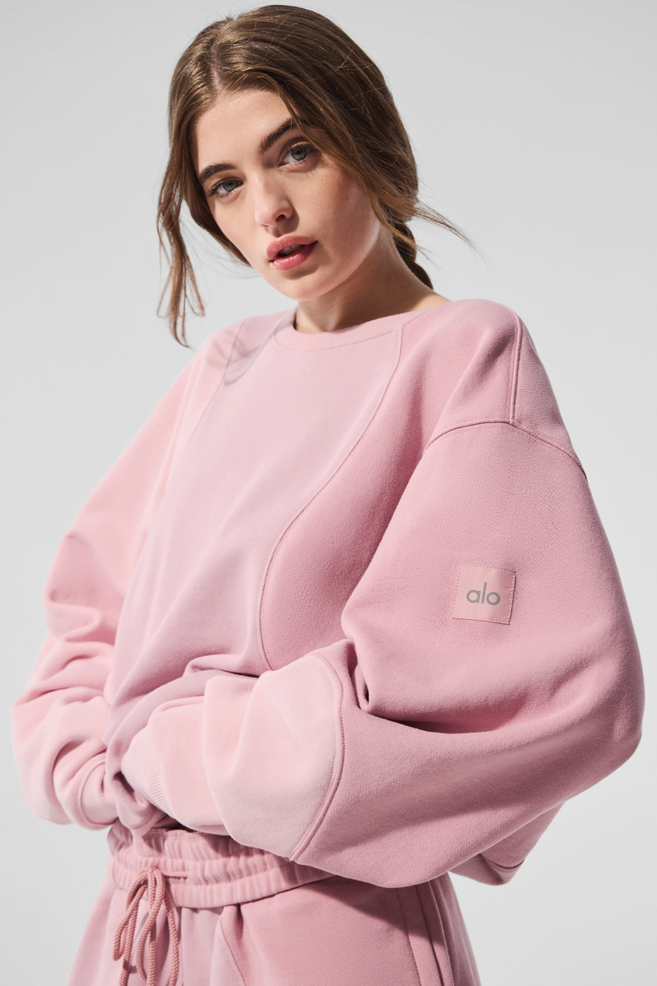 Make Waves Crew Neck Crew Sweatshirt — Sunset Pink Tonal