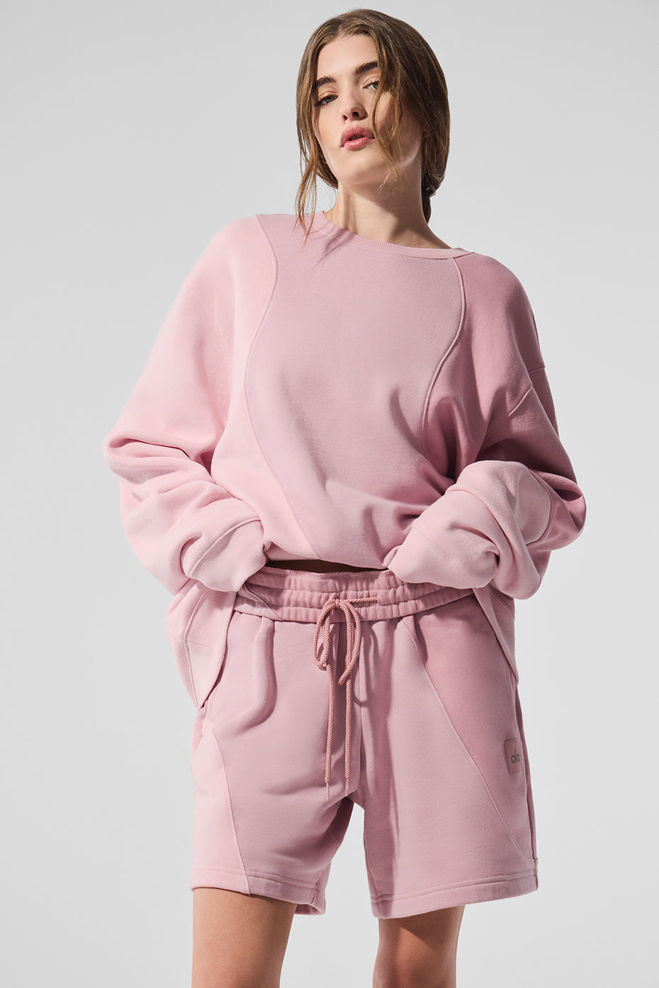 Make Waves Crew Neck Crew Sweatshirt — Sunset Pink Tonal
