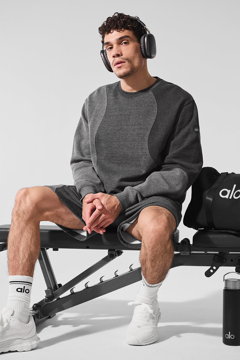 Make Waves Crew Neck Crew Sweatshirt — Dark Heather Grey Tonal