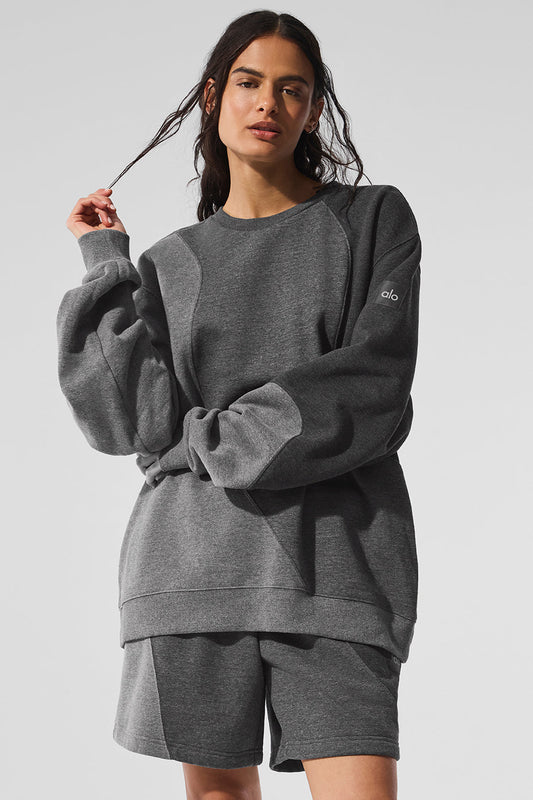 Make Waves Crew Neck Crew Sweatshirt — Dark Heather Grey Tonal