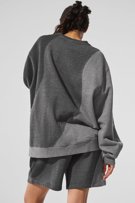 Make Waves Crew Neck Crew Sweatshirt — Dark Heather Grey Tonal