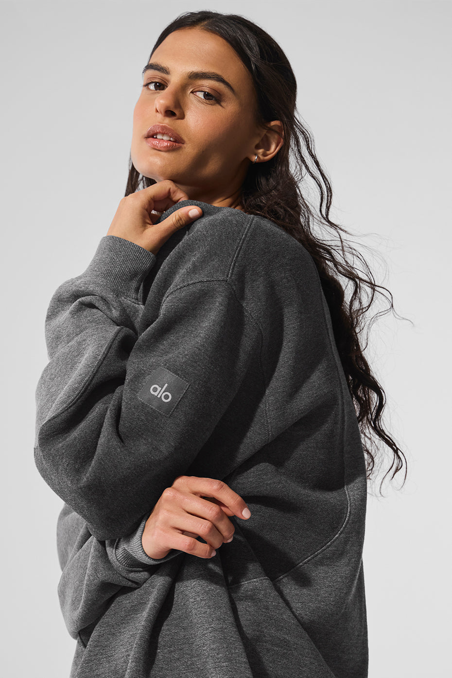 Make Waves Crew Neck Crew Sweatshirt — Dark Heather Grey Tonal
