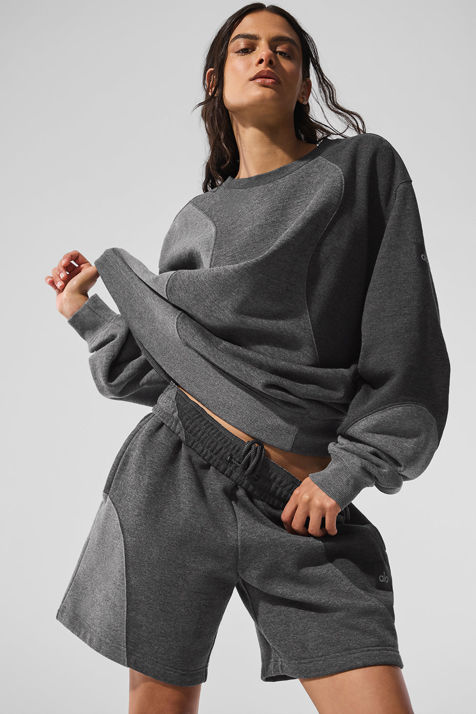 Make Waves Crew Neck Crew Sweatshirt — Dark Heather Grey Tonal