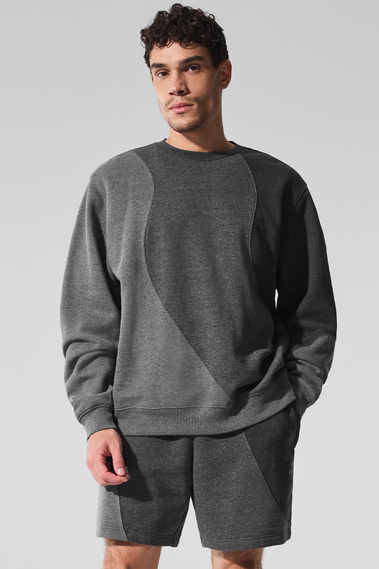 Make Waves Crew Neck Crew Sweatshirt — Dark Heather Grey Tonal