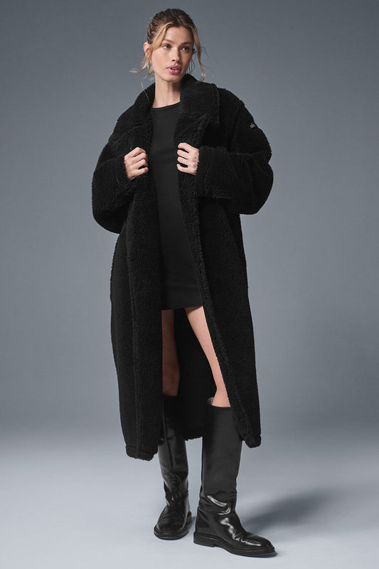 Oversized Sherpa Trench — Black