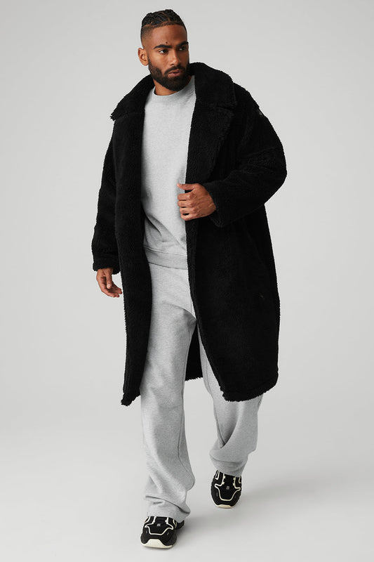 Oversized Sherpa Trench — Black
