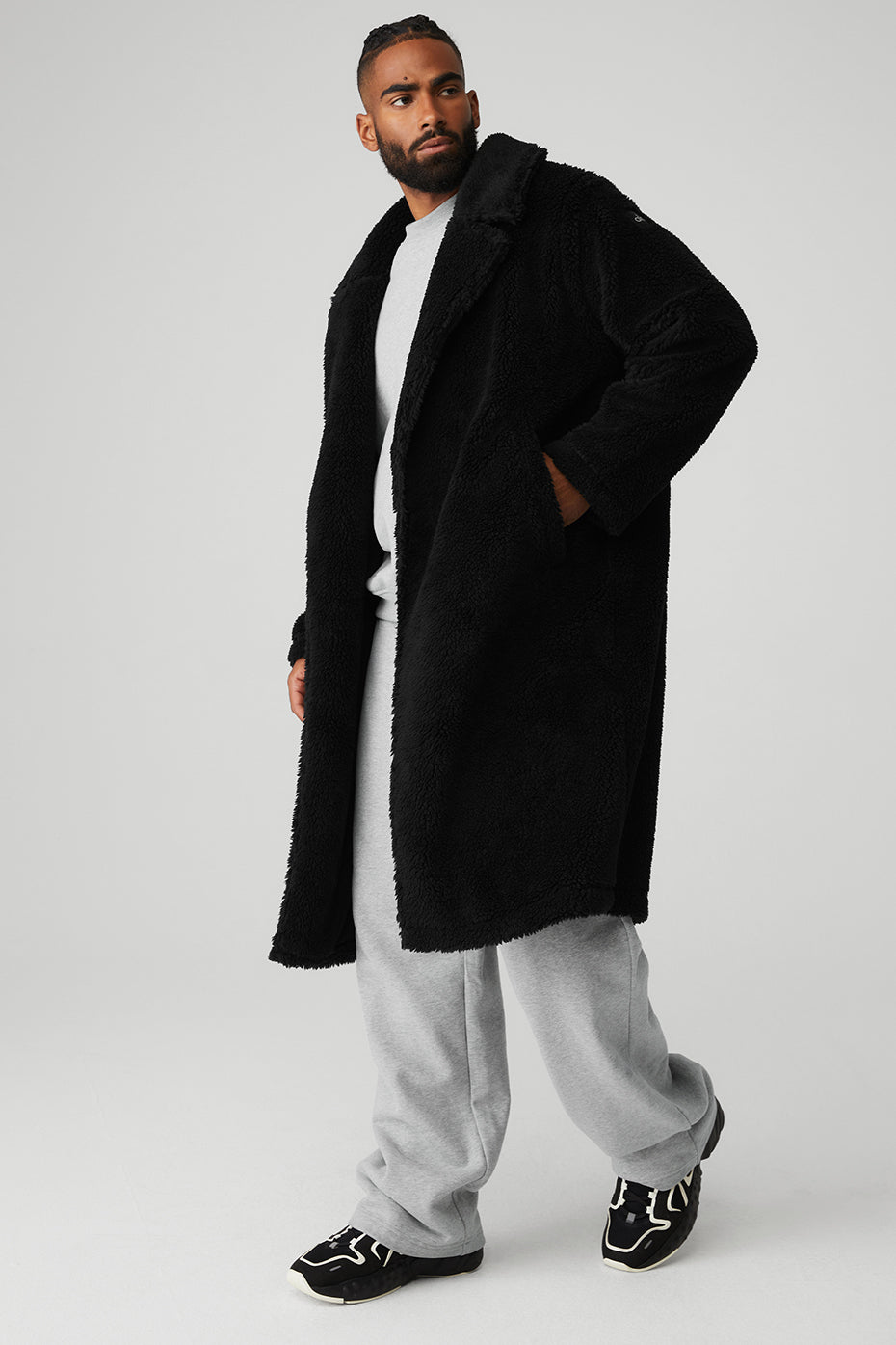 Oversized Sherpa Trench — Black