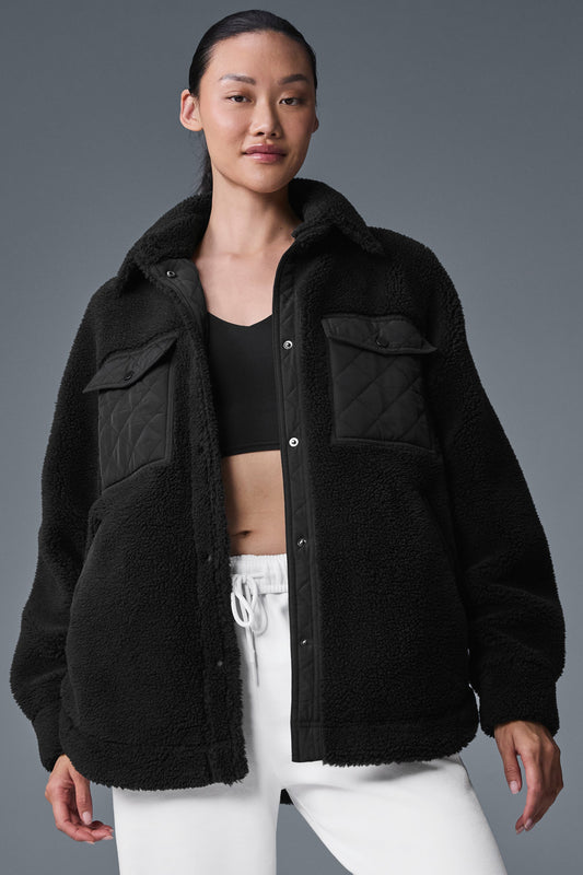 Sherpa Edge Shacket — Black