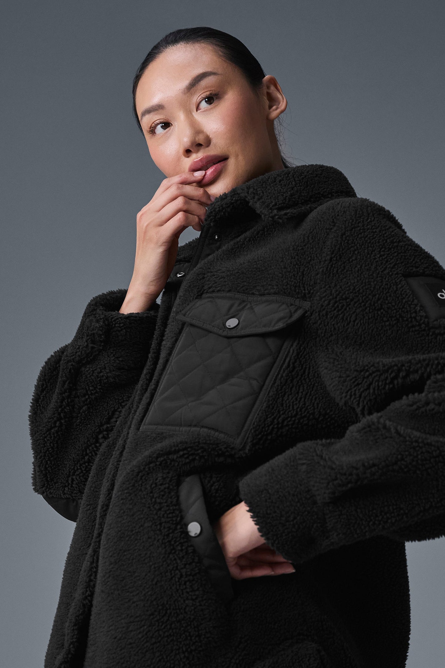 Sherpa Edge Shacket — Black