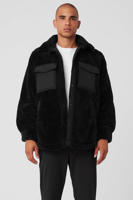 Sherpa Edge Shacket — Black