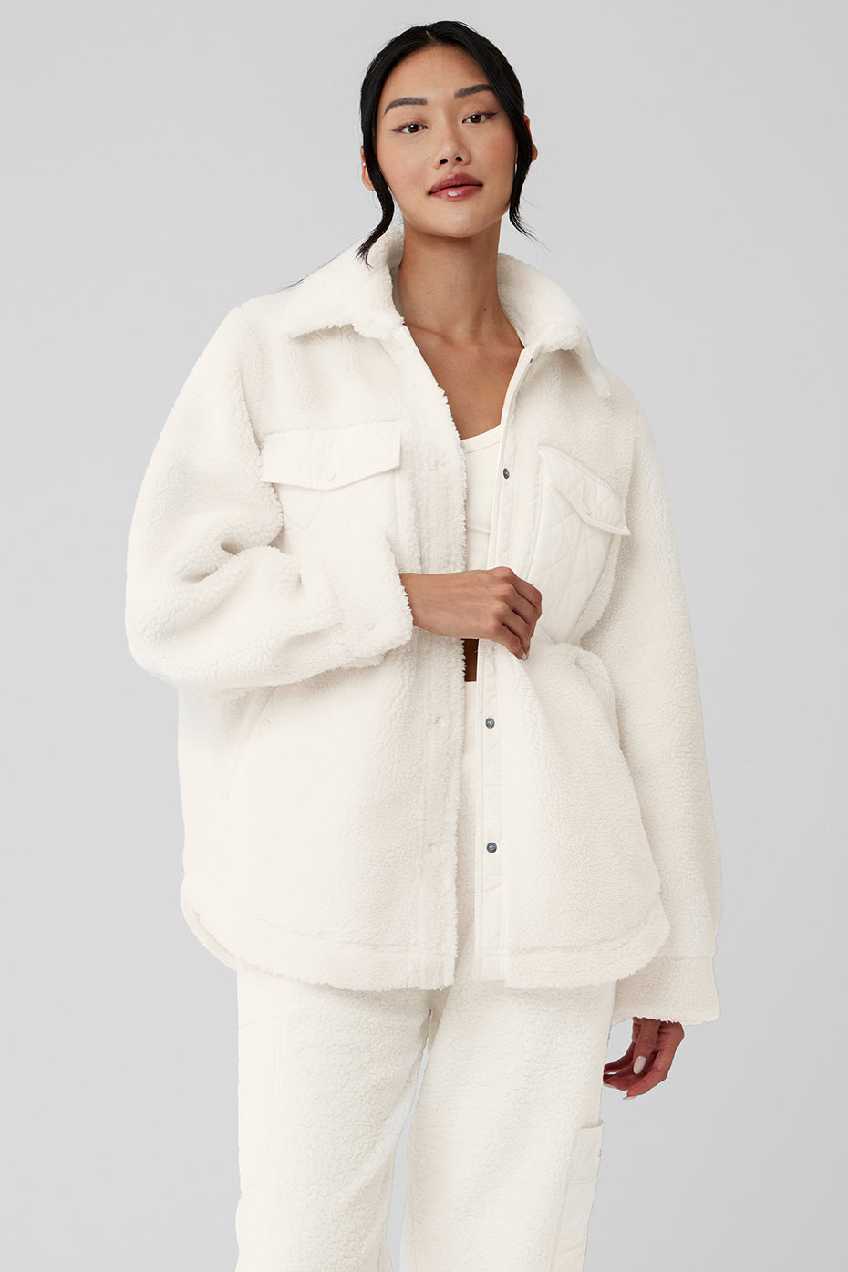 Sherpa Edge Shacket — Ivory