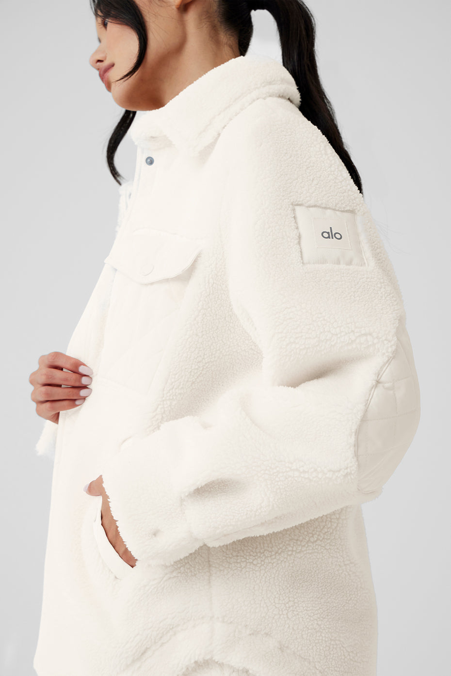 Sherpa Edge Shacket — Ivory