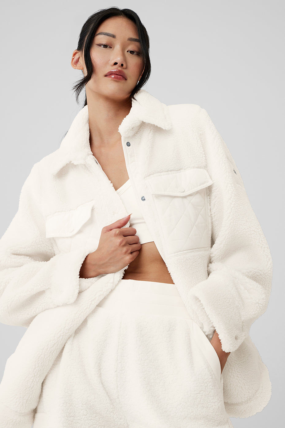 Sherpa Edge Shacket — Ivory