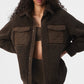 Sherpa Edge Shacket — Espresso