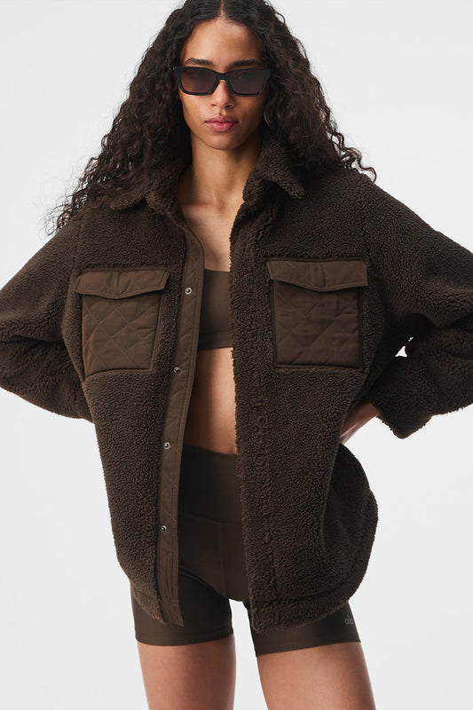 Sherpa Edge Shacket — Espresso