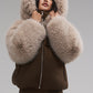 La Premiere Opulent Faux Fur Stunner Zip Jacket — Espresso/Oat